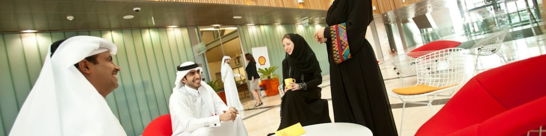 Qatari employees in casual meeting