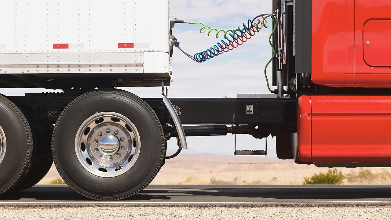 an articulated truck on the road