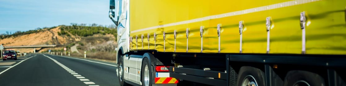 Yellow truck on the road