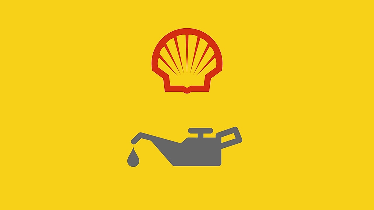 Shell pecten lubmatch logo oil can dripping oil