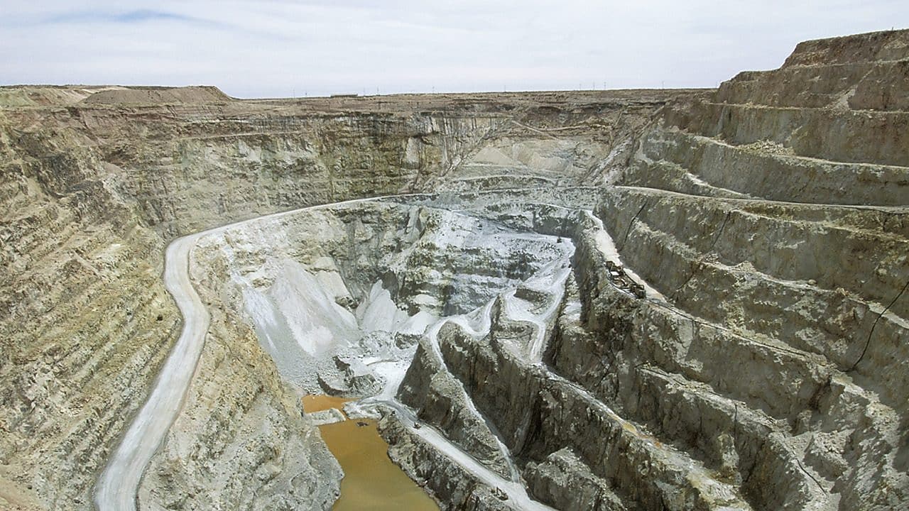 image looking down on an open quarry