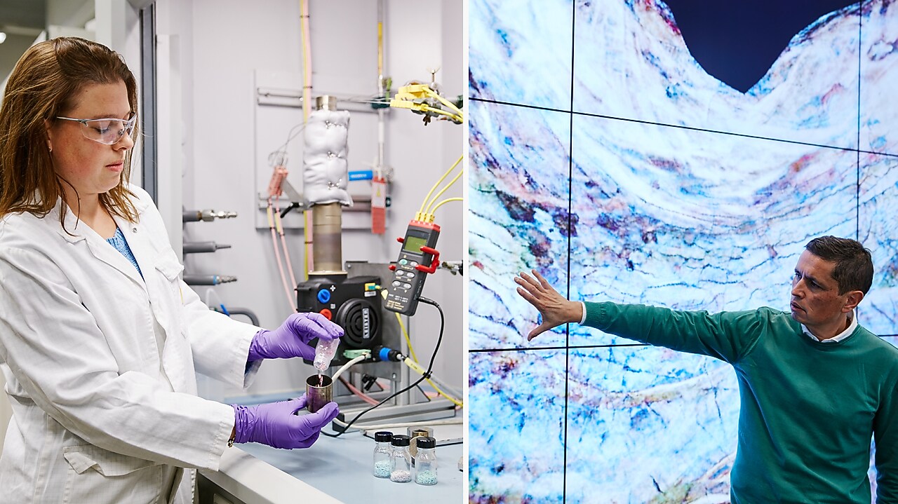 Vials of fuel samples during analysis at a fuel research laboratory
