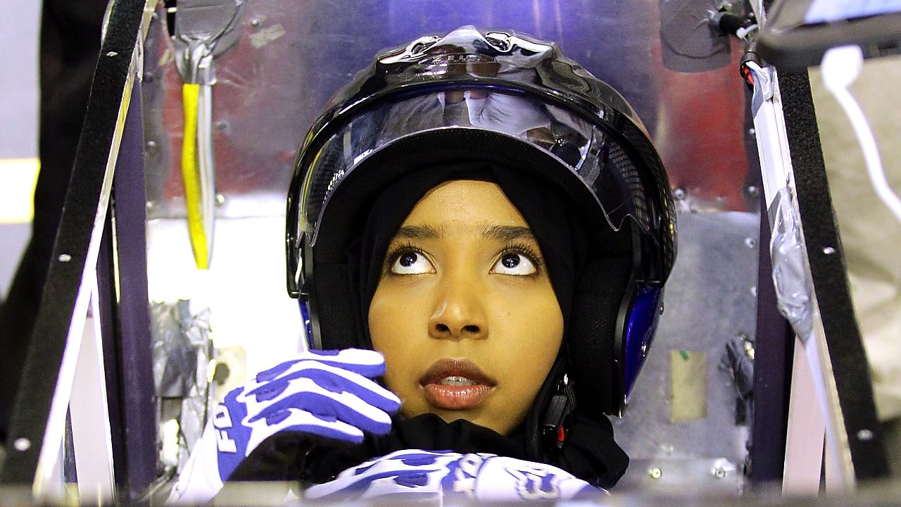 Team GernasS from Qatar University in Gernas 1 Gen 4 prototype waits for their car to get on track during day three of the Shell Eco-marathon in Manila, Philippines