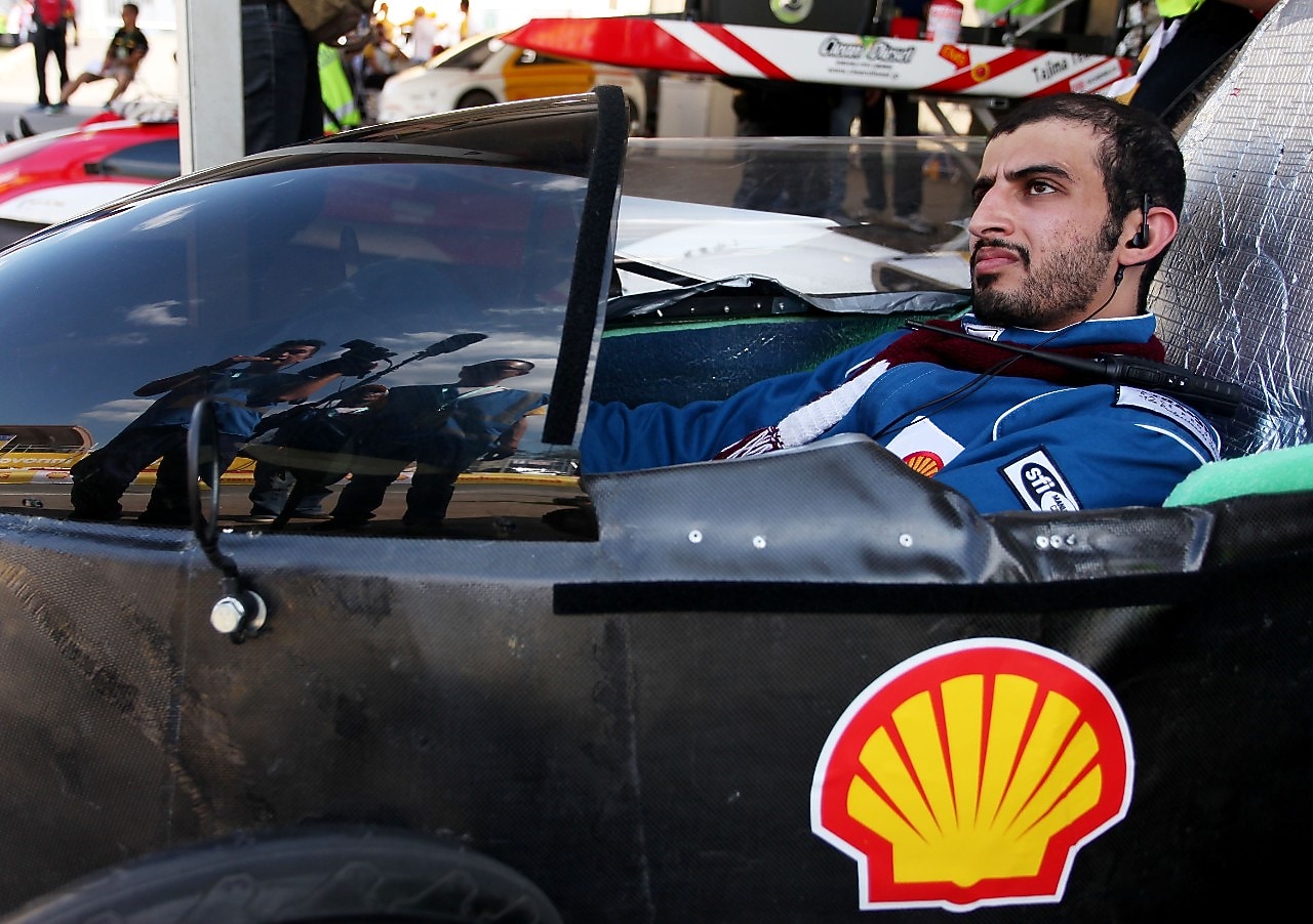 Team Garnas MIE from Qatar University prepares to enter the track in The MIE-4 Prototype during day three of the Shell Eco-marathon in Manila, Philippines
