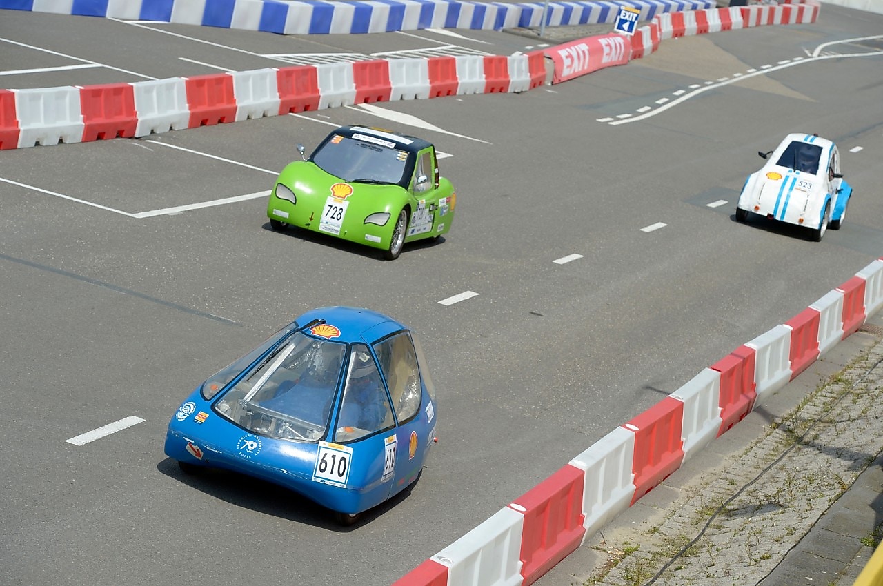 The Wa7sh, GTL UrbanConcept, competing for team Yalla Maroon from Texas A&M University at Qatar (EU), Doha, Qatar (EU) during competition day two of the Shell Eco-marathon Europe 2015 in Rotterdam, Netherlands