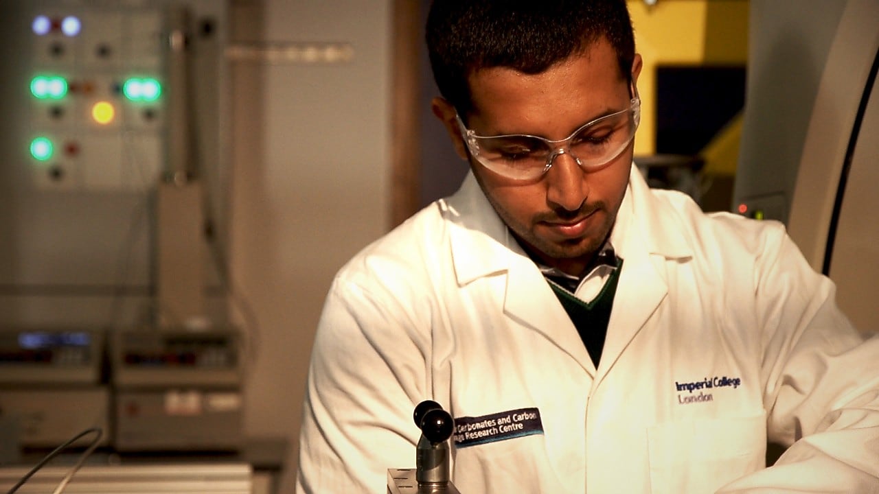 Qatari scientist at work at Carbon storage lab in Qatar